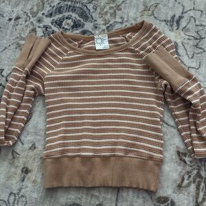 Aerie Tan and White Striped Sweater